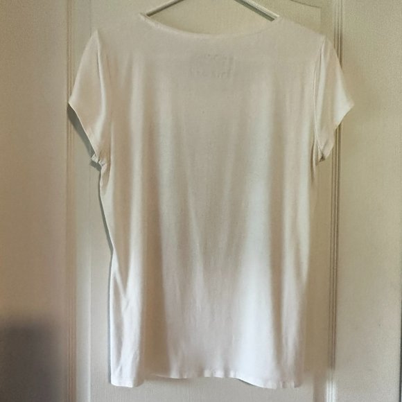 WHBM Women's S/S Knit Tee with Blue Floral Front Size M EUC - Picture 5 of 5